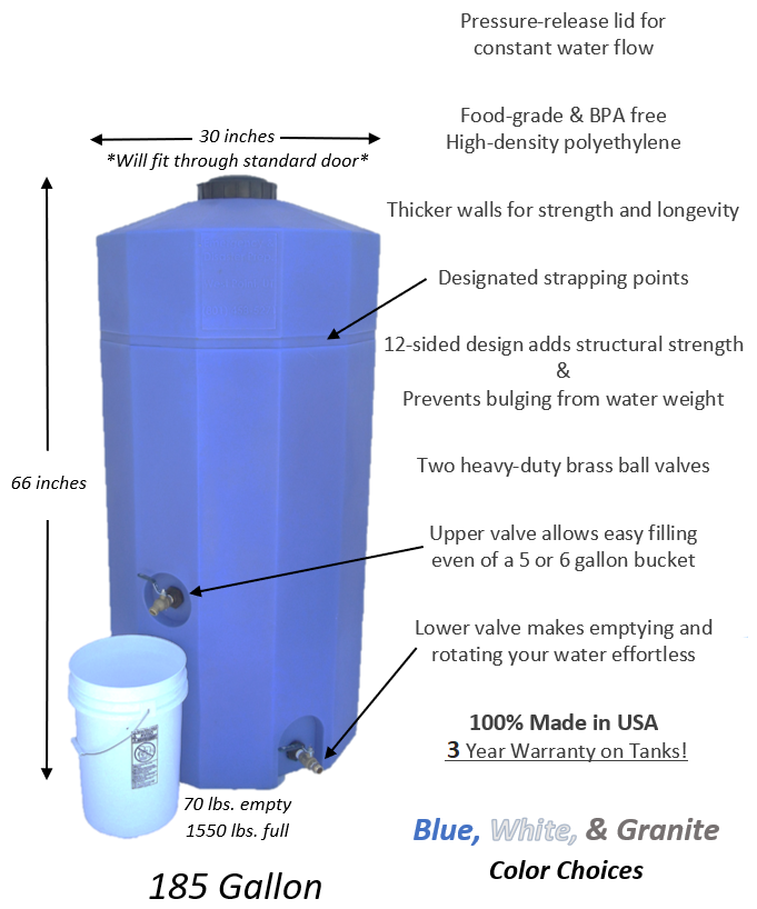 Buy 185 Gallon Emergency Water Storage Tank & Containers Utah – Storm Tanker